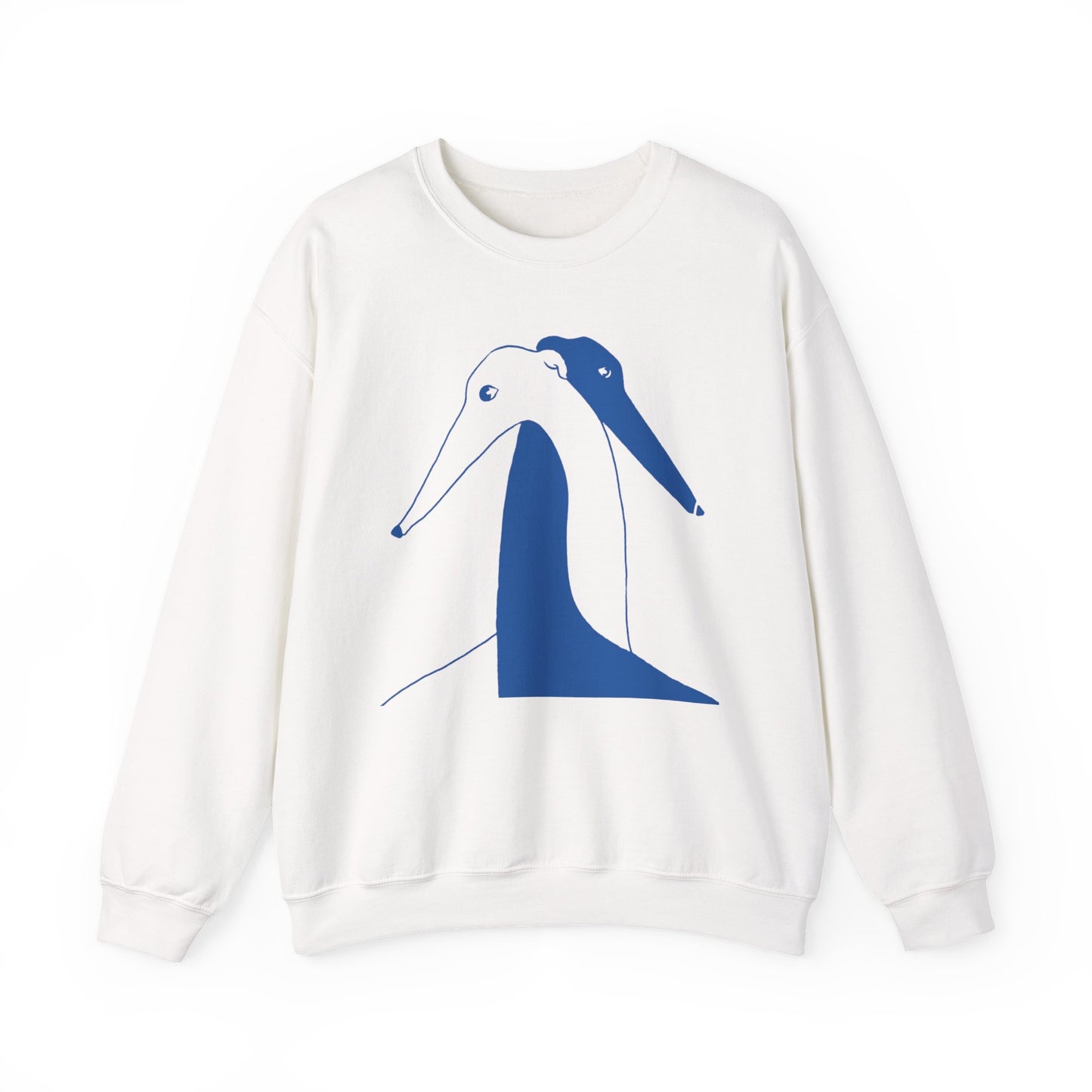 Greyhound illustration white sweatshirt with two greyhounds hugging