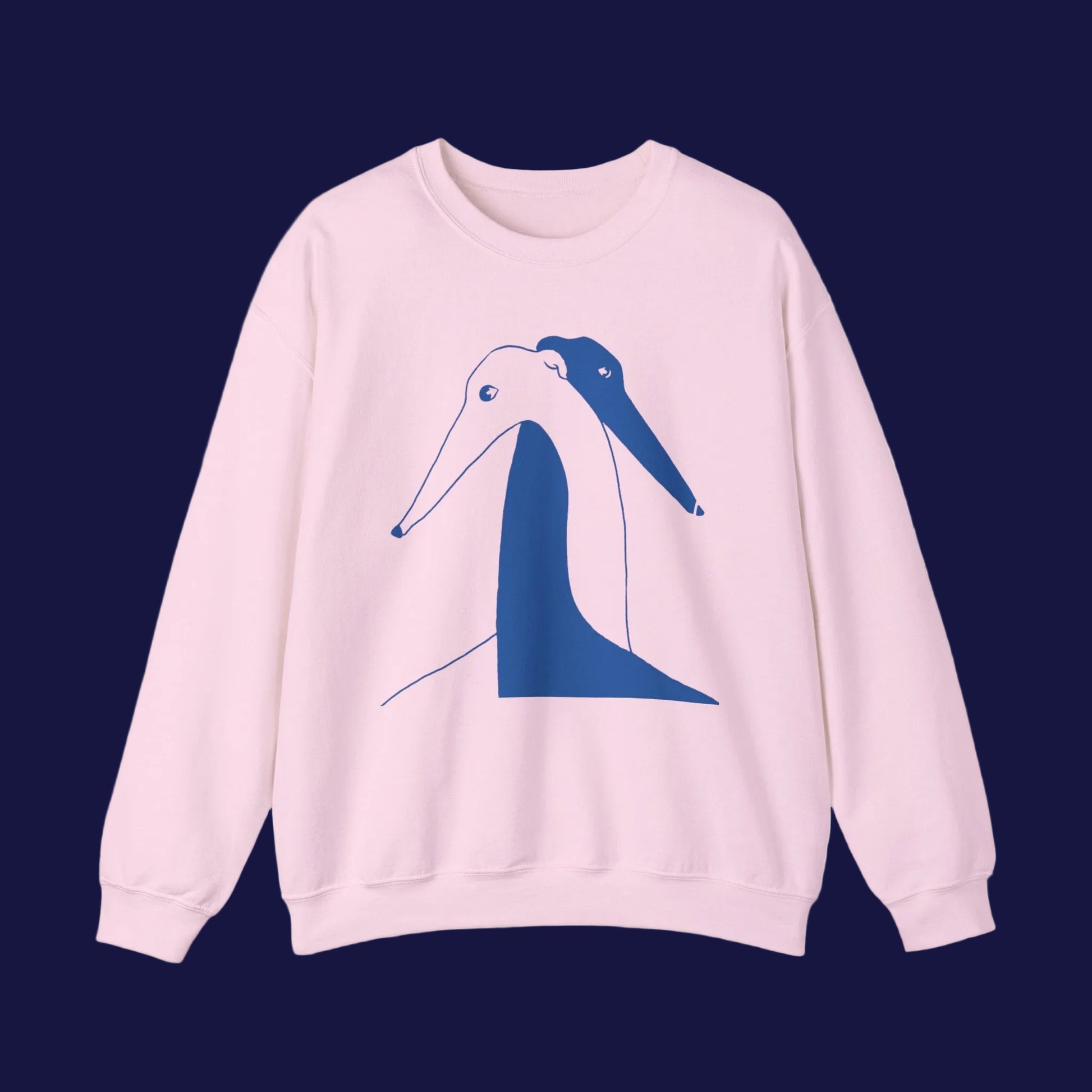 Greyhound illustration sweatshirt with two greyhounds hugging
