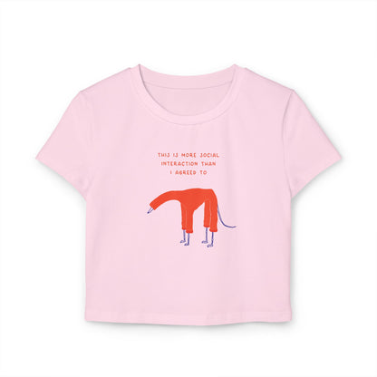 Women's Baby Tee — Quirky Red Dog Illustration Tee ("This Is Where Social Distancing Took Me")
