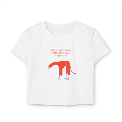 Women's Baby Tee — Quirky Red Dog Illustration Tee ("This Is Where Social Distancing Took Me")