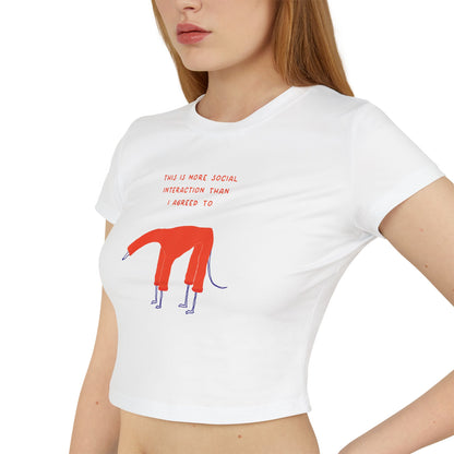 Women's Baby Tee — Quirky Red Dog Illustration Tee ("This Is Where Social Distancing Took Me")