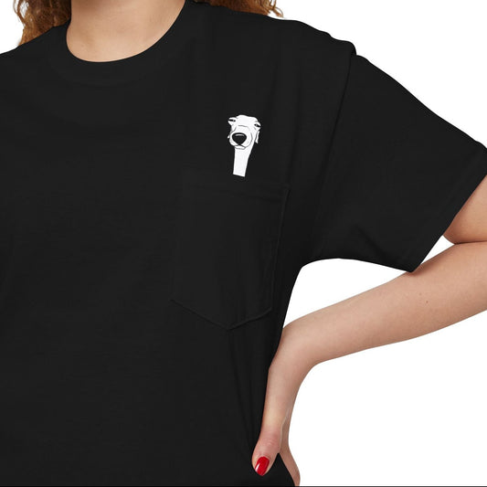 Observing dog pocket tee