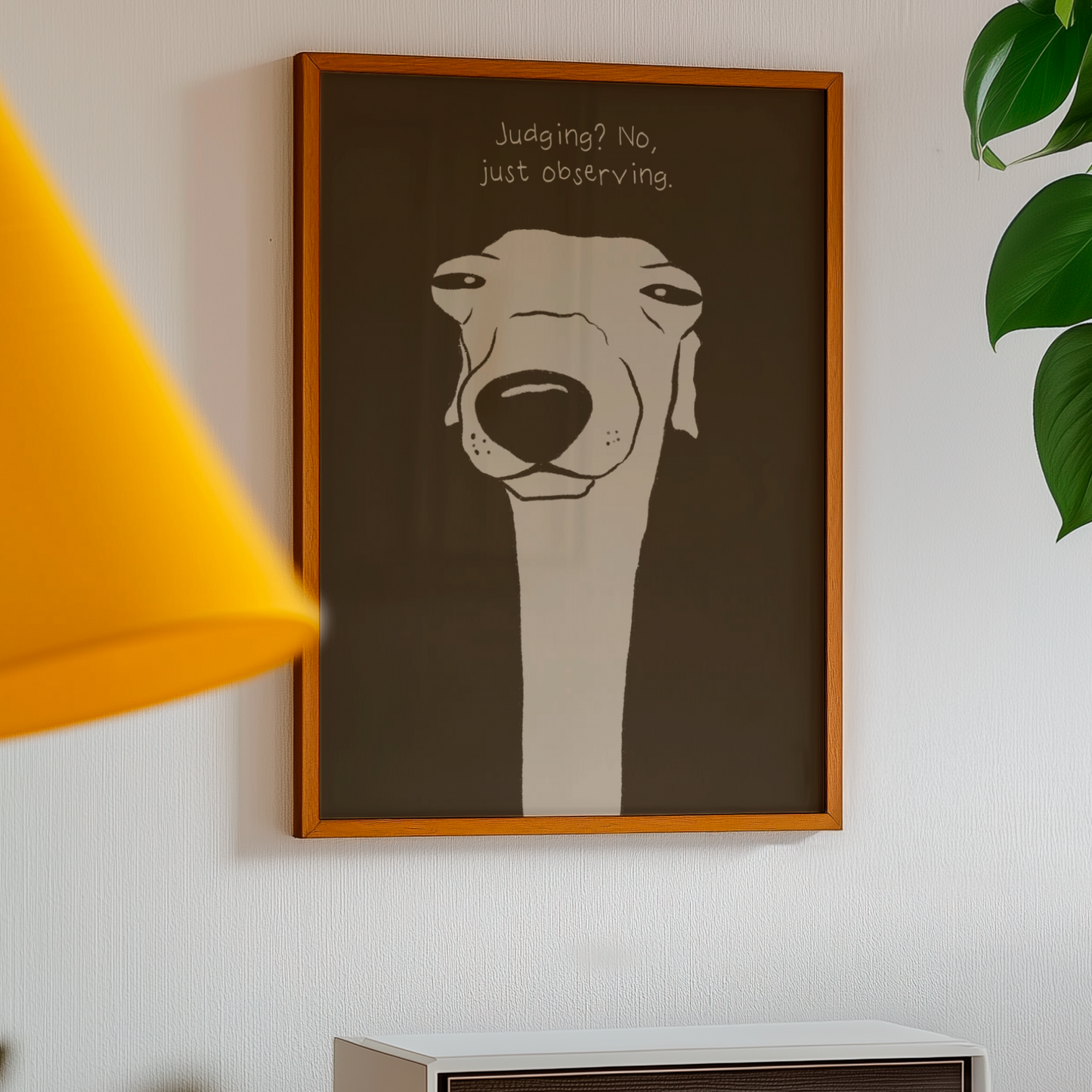 Observing Whippet art print (with text)