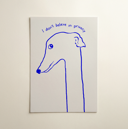 Greyhound illustration art print with side eye, minimalist dog wall art