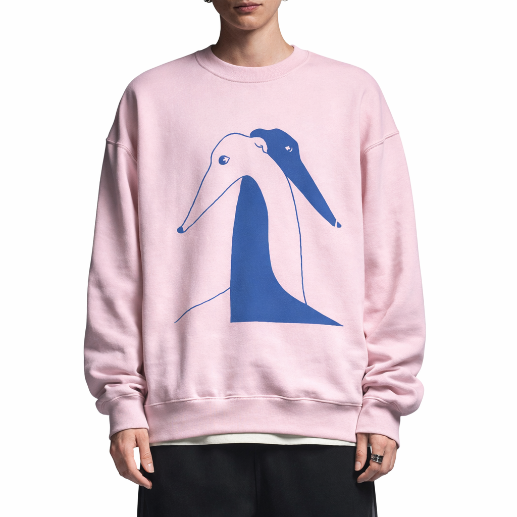 Greyhound illustration pink sweatshirt with two greyhounds hugging