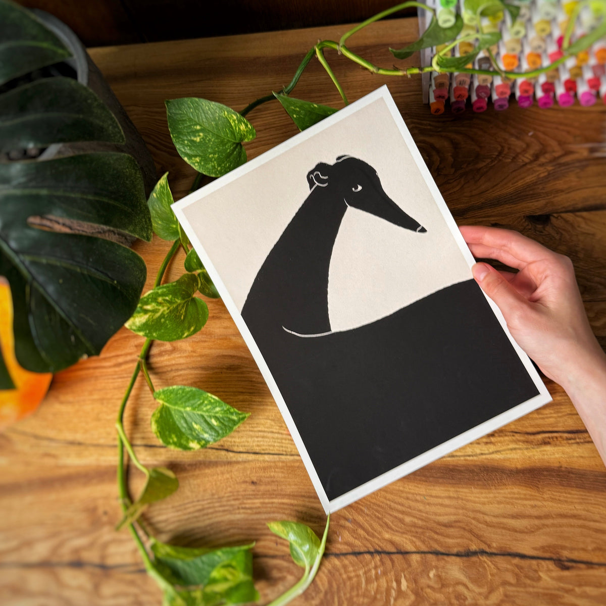 Black Greyhound Art Print