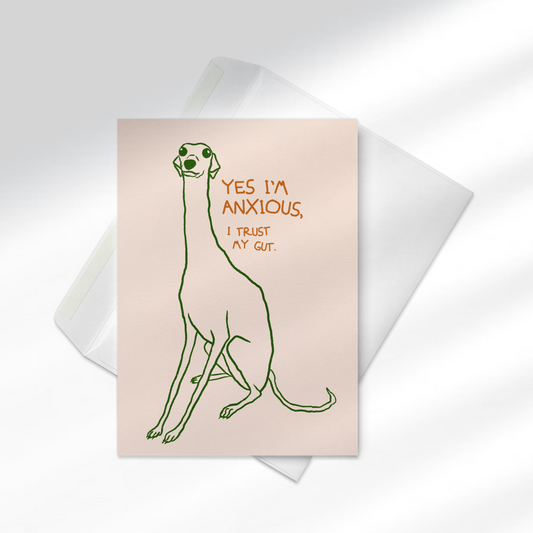 Anxious Greyhound Greeting card