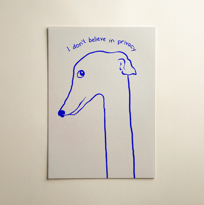 No Privacy Greyhound Art Print