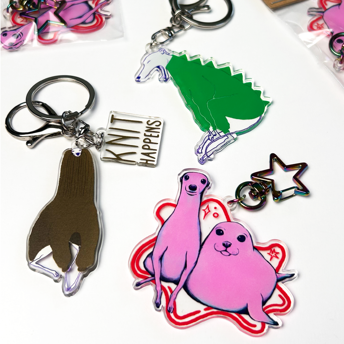 "Knit Happens" Acrylic Keychain