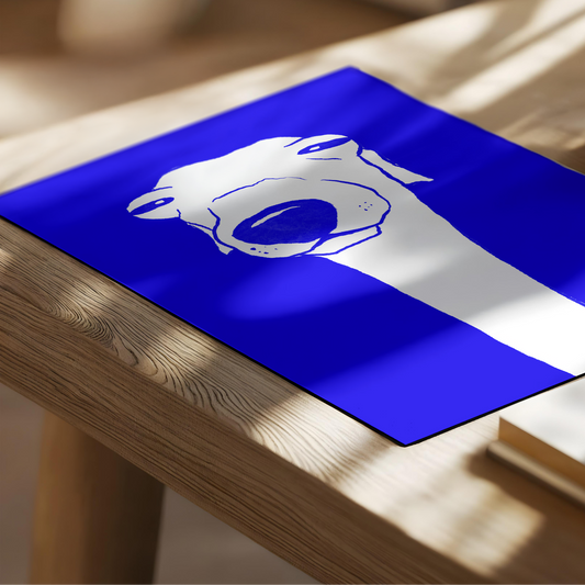 Blue Whippet illustration art print, minimalist dog wall art